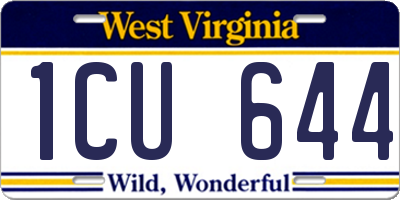 WV license plate 1CU644