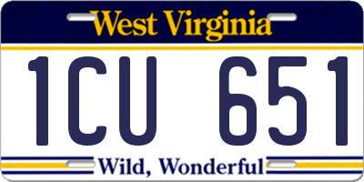 WV license plate 1CU651