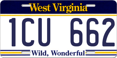 WV license plate 1CU662