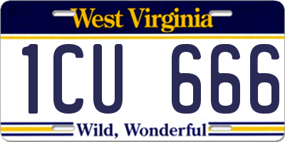WV license plate 1CU666