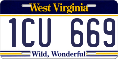 WV license plate 1CU669