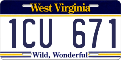 WV license plate 1CU671