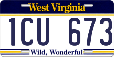 WV license plate 1CU673