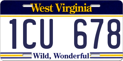 WV license plate 1CU678