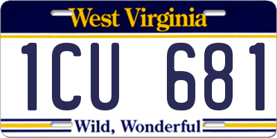WV license plate 1CU681