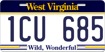 WV license plate 1CU685