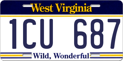 WV license plate 1CU687