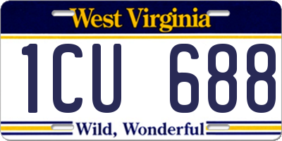 WV license plate 1CU688
