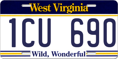 WV license plate 1CU690