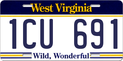 WV license plate 1CU691