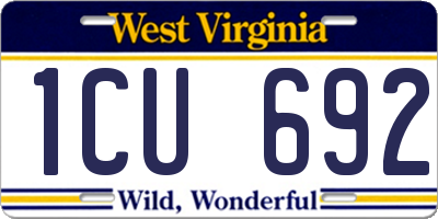 WV license plate 1CU692