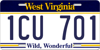 WV license plate 1CU701