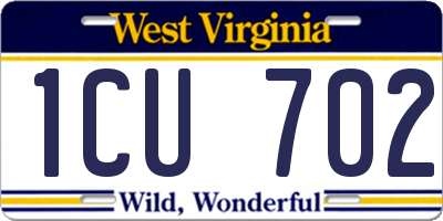 WV license plate 1CU702