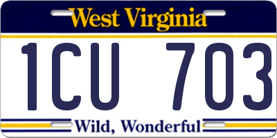 WV license plate 1CU703
