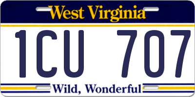 WV license plate 1CU707