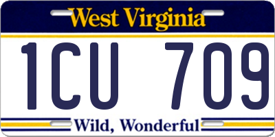 WV license plate 1CU709