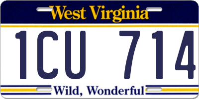 WV license plate 1CU714