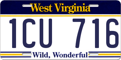 WV license plate 1CU716