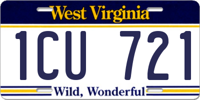WV license plate 1CU721