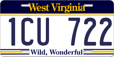 WV license plate 1CU722