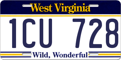 WV license plate 1CU728