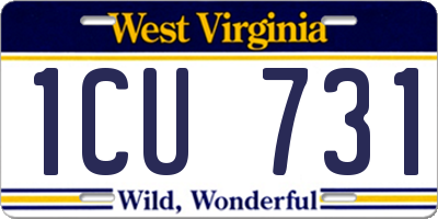 WV license plate 1CU731