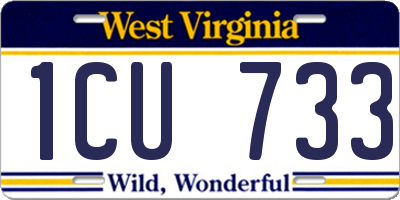 WV license plate 1CU733