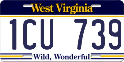 WV license plate 1CU739