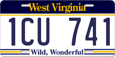WV license plate 1CU741