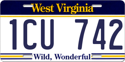 WV license plate 1CU742