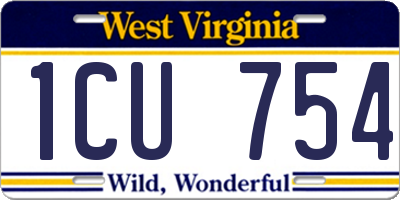 WV license plate 1CU754