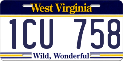 WV license plate 1CU758