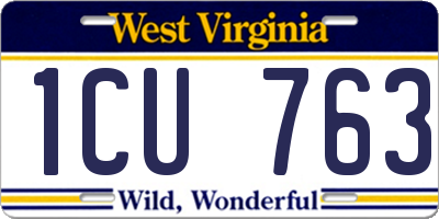 WV license plate 1CU763
