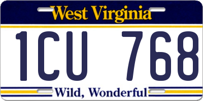WV license plate 1CU768
