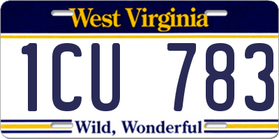 WV license plate 1CU783
