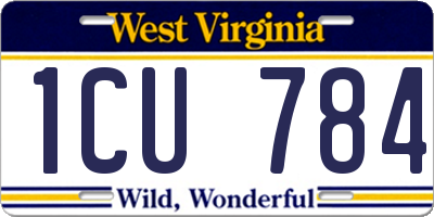 WV license plate 1CU784