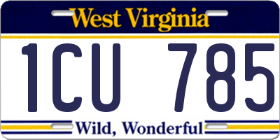 WV license plate 1CU785