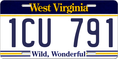 WV license plate 1CU791