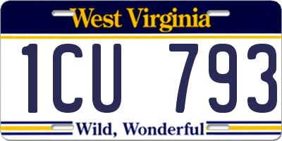 WV license plate 1CU793