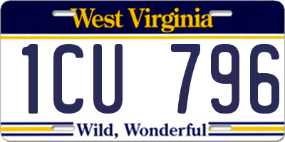 WV license plate 1CU796