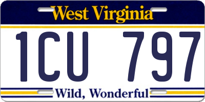 WV license plate 1CU797