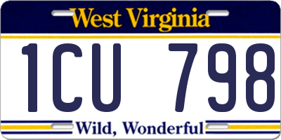 WV license plate 1CU798