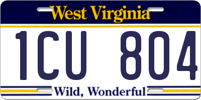 WV license plate 1CU804