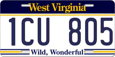 WV license plate 1CU805