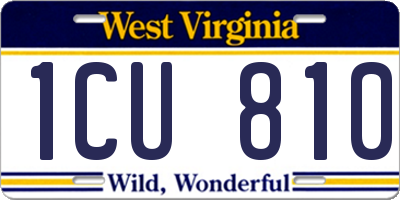 WV license plate 1CU810