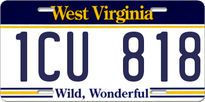 WV license plate 1CU818
