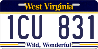WV license plate 1CU831