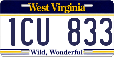 WV license plate 1CU833