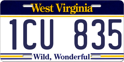 WV license plate 1CU835