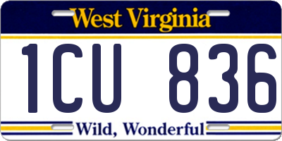 WV license plate 1CU836